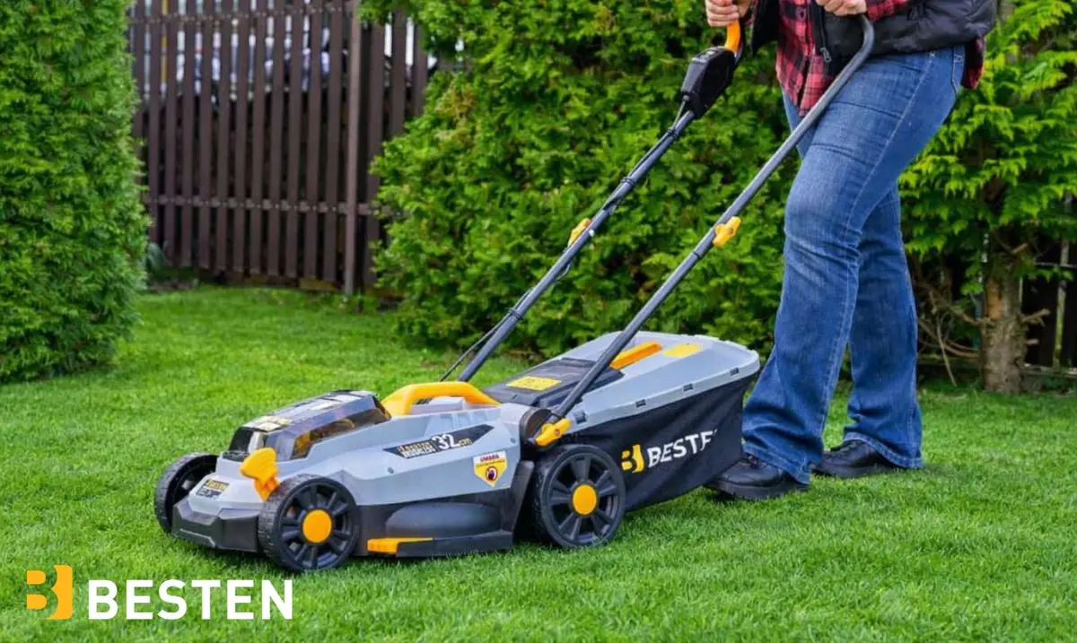 Baner reklamowy kosiarki akumulatorowej BESTEN BE-2908 - moc, komfort, wydajność